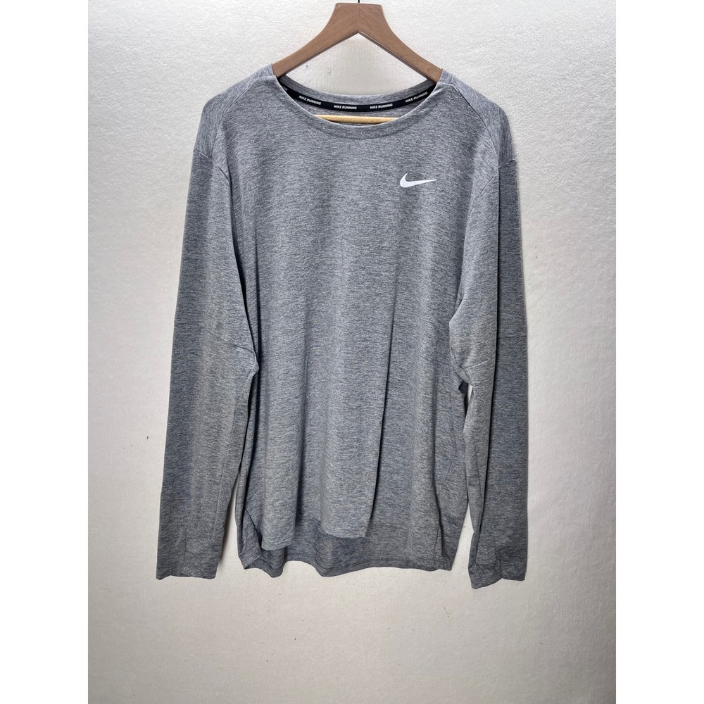 Nike Running Dri-FIT Shirt Mens XL Gray Long Sleeve Performance Top comfy 3248